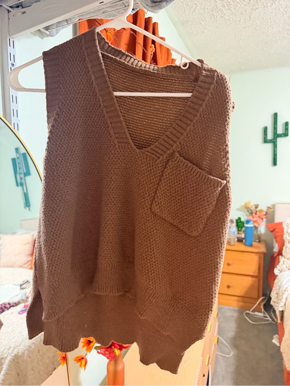 & Other Stories Brown V-Neck Knit Sweater Vest